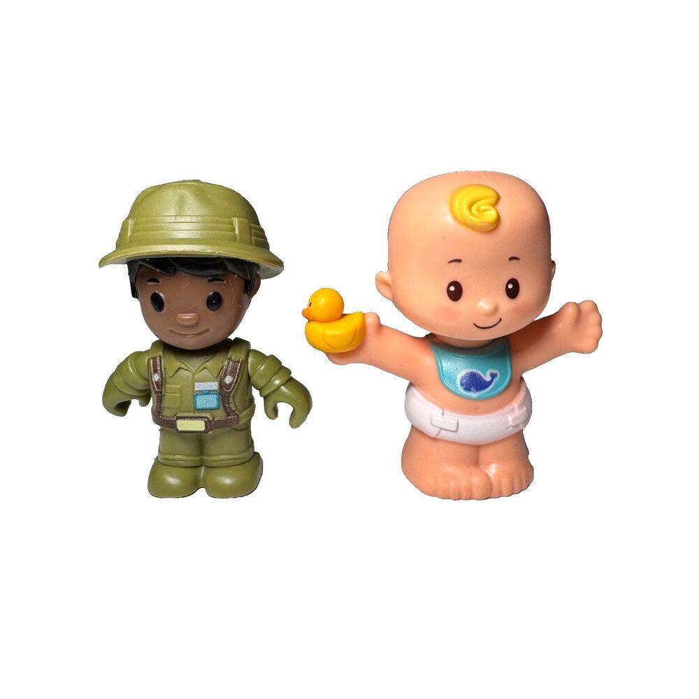 Fisher Price Little People Lot 2 Baby Rubber Duck Safari Park Ranger Zookeeper